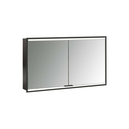 Emco Prime Зеркальный шкаф 120см., с подсветкой LED2 Facelift встраив. модель, 2-дверки, IP 20, цвет черный зеркальная задняя стенка