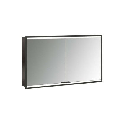 Emco Prime Зеркальный шкаф 120см., с подсветкой LED2 Facelift встраив. модель, 2-дверки, IP 20, цвет черный зеркальная задняя стенка