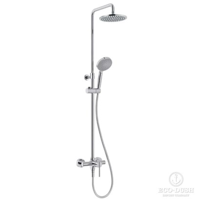 Huber Valencia Душевая система, с однорычажным смесителем, верхним душем d20см., и ручной лейкой d 12см , H80/180см, цвет: хром