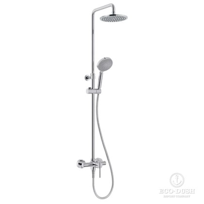 Huber Valencia Душевая система, с однорычажным смесителем, верхним душем d20см., и ручной лейкой d 12см , H80/180см, цвет: хром