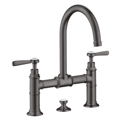 Axor Montreux Смеситель для раковины 220, на 3 отв., ручка: рычаг, с донным клапаном, цвет: шлифованный черный хром