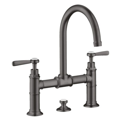 Axor Montreux Смеситель для раковины 220, на 3 отв., ручка: рычаг, с донным клапаном, цвет: шлифованный черный хром