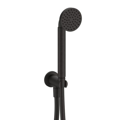 Fantini Icona Classic Душевой набор: ручная лейка со шлангом и держателем,круглая розетка, выпуск 1/2, цвет: Deep Black PVD