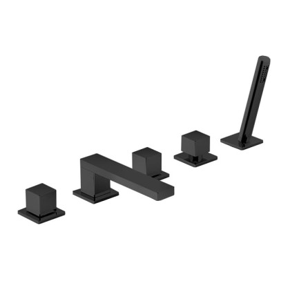 Fantini Mint Смеситель на борт ванны, на 5 отв., с ручным душем, цвет: черный матовый