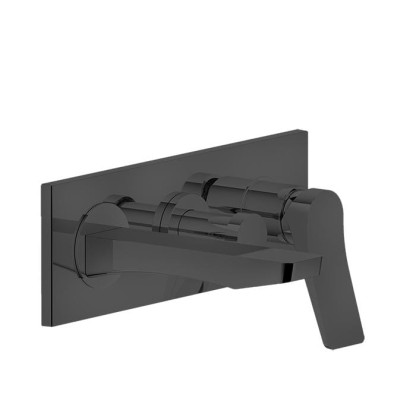 Gessi Rilievo Встраиваемый смеситель для ванной на 2 источника, с изливом 169мм и переключателем, внешняя часть, цвет: black XL