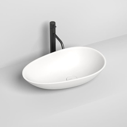 Salini PAOLA  Раковина накладная 58х34.5х14cм, без отв., без перелива, S-Sense, цвет: белый глянцевый