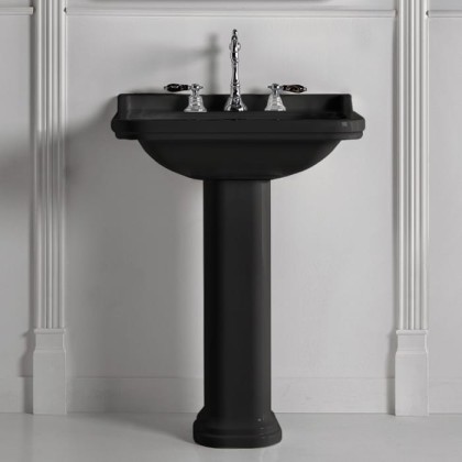 Kerasan Waldorf Раковина 80х55 см, 1 отв., с пьедесталом, керамическая, цвет: черный/хром