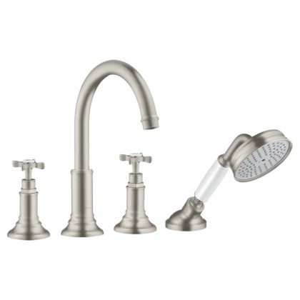 Axor Montreux Смеситель на борт ванны, на 4 отв., с ручным душем, цвет: сталь