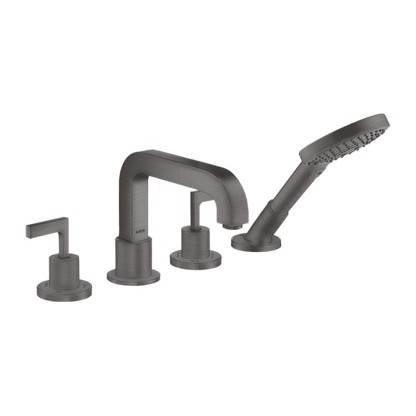 Axor Citterio Смеситель на борт ванны, на 4 отв., с ручкой: рычаг, с ручным душем, цвет: шлифованный черный хром