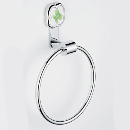 THG CAPUCINE VERT DECOR PLATINE Полотенцедержатель-кольцо 18см., декор зеленый, цвет: хром
