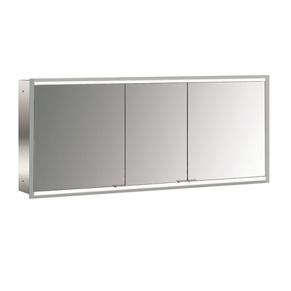EMCO Prime2 Зеркальный шкаф 160x70см., с подсветкой, встраиваемый, 3 двери, 4 полки, розетка, цвет: белый