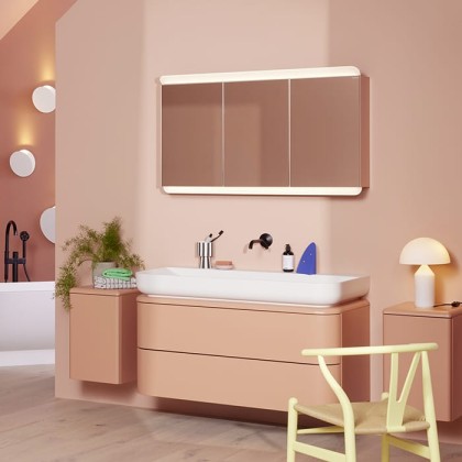 Burgbad B.ME Комплект мебели 120х55х68cм., подвесной, 2 ящика, раковина белая матовая, без отв., 2 шкафчика, цвет: Sand Matt