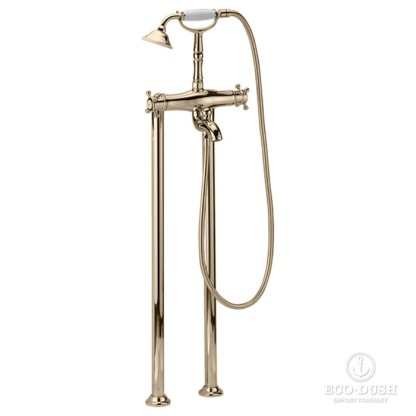 HUBER Victorian Смеситель для ванны, напольный, с ручным душе, цвет: никель матовый