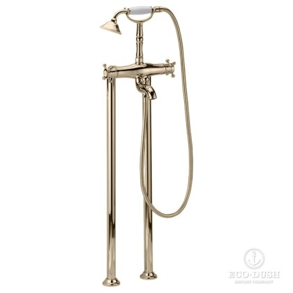 HUBER Victorian Смеситель для ванны, напольный, с ручным душе, цвет: никель матовый