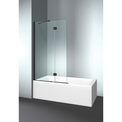 VismaraVetro Шторка на ванну PV 64х150Hсм, размер 100-102(60+40)см, SX (левая), стекло Transparent 04, Matt Black 09, петли С67 внутр. открытие, TPA