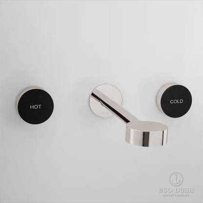 CISAL Slim Смеситель для раковины на 3 отверстия из стены,излив 185-200 мм, цвет: никель полированный/черный матовый