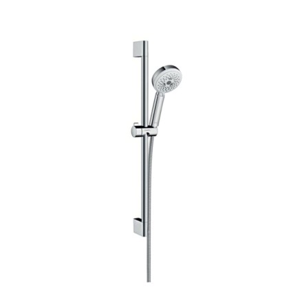 Hansgrohe Crometta Multi Душевой набор: штанга 65см., ручной душ 100, 3jet (Rain, Turbo Rain, массажная), шланг, цвет: белый/хром