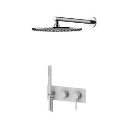 Gattoni Circle One Комплект для душа, со смесителем на 2 вых, ручной лейкой и верхним душем 25см, цвет: хром