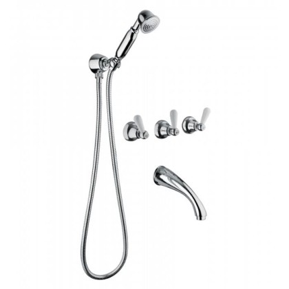 Смеситель для ванны Bongio Oxford Lux, цвет: хром/белый фарфор