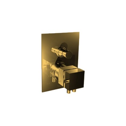 Bongio Domino Q Смеситель для душа, встраиваемый, термостатический, на 2 выхода, цвет: золото