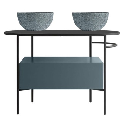 Globo Bob Консоль напольная 110х50см, столешница для раковины, без отв. под раковину, цвет: черный матовый/Bluette