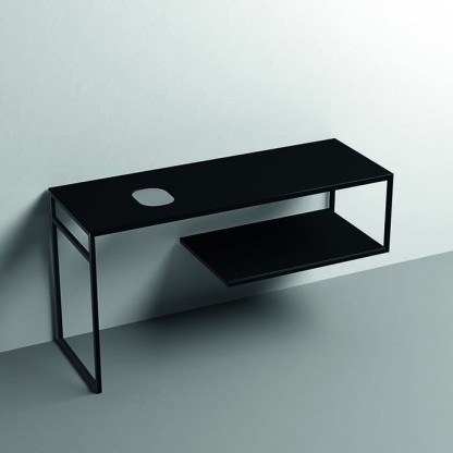 Kerasan Louise Металлическая структура для раковины 140х74см, напольная, с полкой, с 1 отв., с полотенцедержателем, цвет: черный матовый