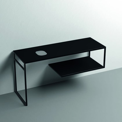 Kerasan Louise Металлическая структура для раковины 140х74см, напольная, с полкой, с 1 отв., с полотенцедержателем, цвет: черный матовый