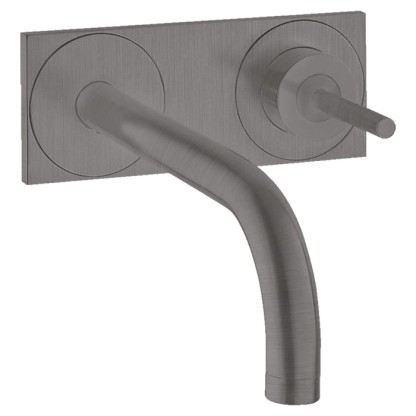 Axor Uno? Смеситель для раковины, встраиваемый, с панелью, излив: 16.5см, внешняя часть, цвет: шлифованный черный