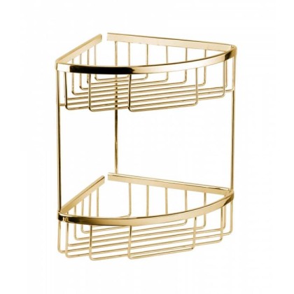 Полочка двойная угловая Bongio, подвесной, цвет: золото 24к.