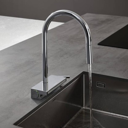 Hansgrohe Aquno Select M81 Смеситель для кухни, 1 отв., каскад, цвет: сталь
