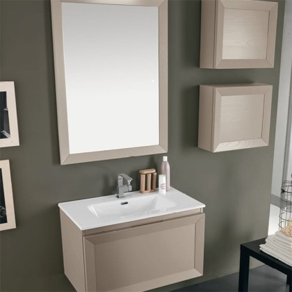 EBAN Paola Комплект мебели  81 см с раковиной SLIM и зеркалом, подвесной, Цвет: TORTORA