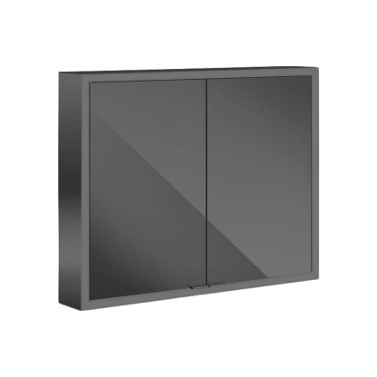 EMCO Prime Зеркальный шкаф 80x70см., с подсветкой, навесной, 2 двери, 2 полки, розетка, цвет: черный