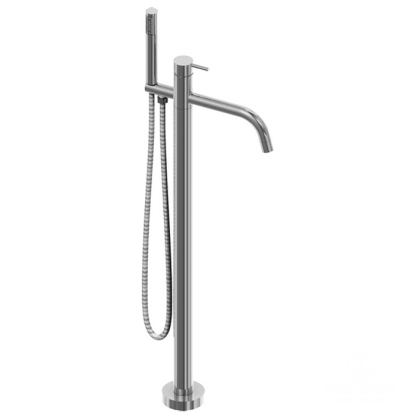 CISAL Xion Смеситель напольный однорычажный для ванны с ручной лейкой, держателем, шлангом 1,5 м, цвет: нержавеющая сталь