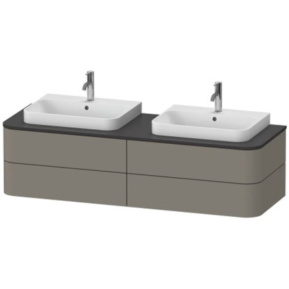 Duravit Happy D.2 Plus Тумба подвесная 160x55х40.8см, с 2 раковинами и 4 ящиками, цвет: stone grey satin matt