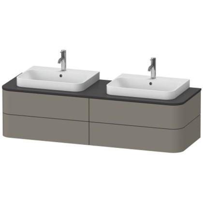 Duravit Happy D.2 Plus Тумба подвесная 160x55х40.8см, с 2 раковинами и 4 ящиками, цвет: stone grey satin matt