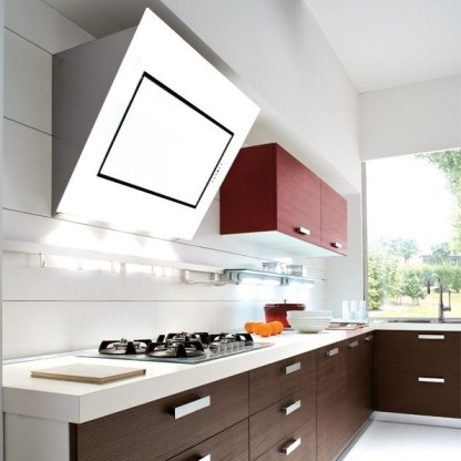 Белая настенная вытяжка FALMEC QUASAR GLASS WHITE 1200 мм со стеклом