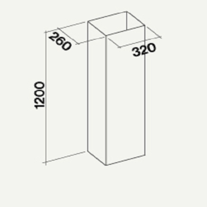 Удлинитель воздуховода для ISOLA - Lumen/Plane/Atlas/Mirabilia(Square)/Blade/Luce H=1200 mm INOX