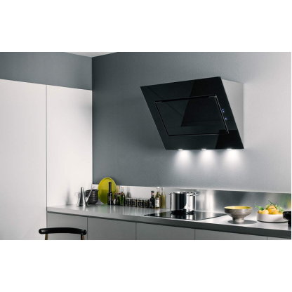 Черная настенная вытяжка FALMEC QUASAR GLASS BLACK 90 см со стеклом