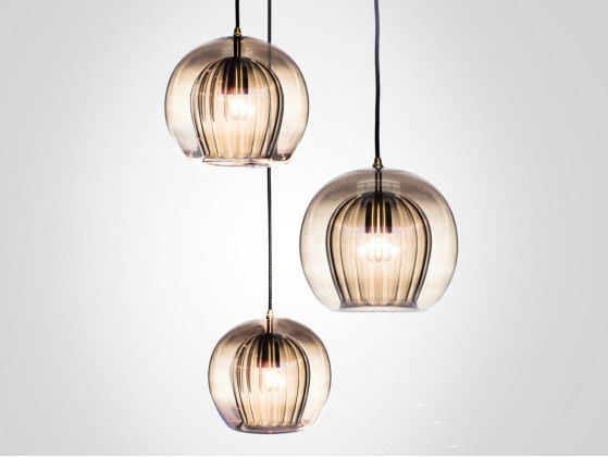 Подвесные светильники Marc Wood Studio PLEATED CRYSTAL CLUSTER 3 SMOKE