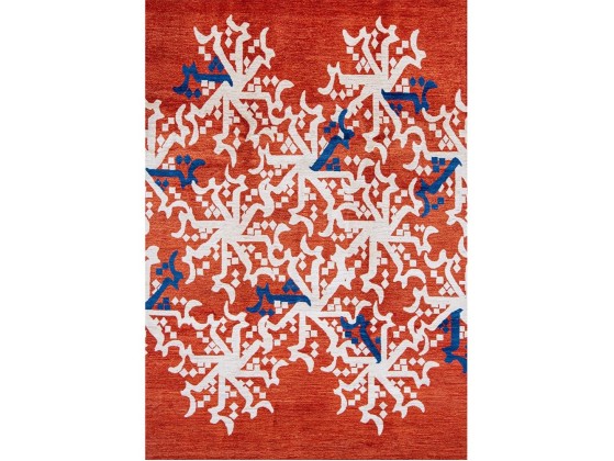 Ковер Zollanvari Blue &amp; White Cuneiform Shir on Brick-red