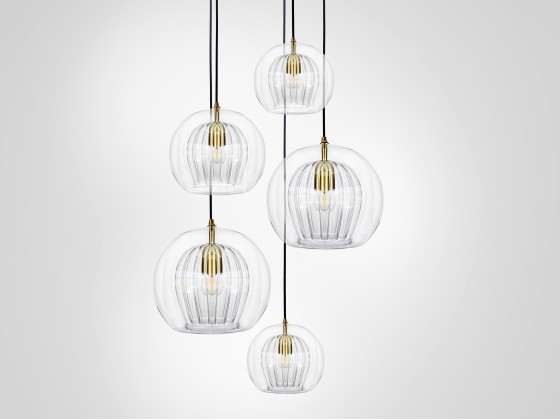 Подвесные светильники Marc Wood Studio PLEATED CRYSTAL CLUSTER 5 CLEAR