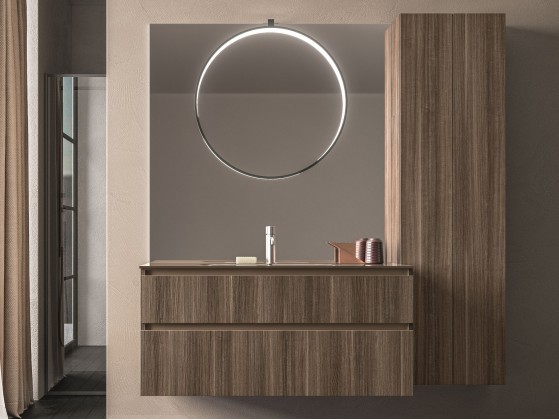 Настенный деревянный модуль под раковину со шкафчиками Cerasa SEGNO