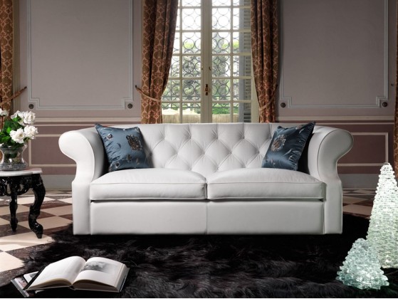 Диван белый - обивка кожа Domingo Salotti BENJAMIN