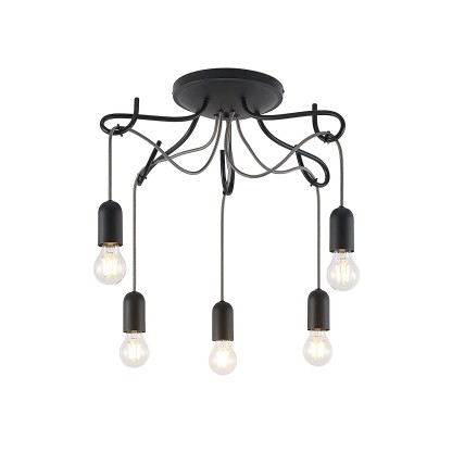 Потолочные светильники Lucande JORNA BLACK 5 / GREY CABLE