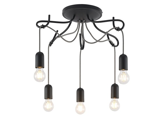 Потолочные светильники Lucande JORNA BLACK 5 / GREY CABLE