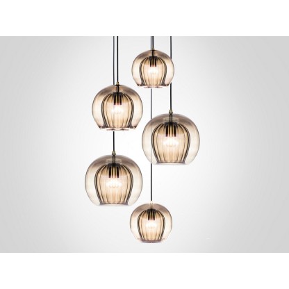 Подвесные светильники Marc Wood Studio PLEATED CRYSTAL CLUSTER 5 SMOKE