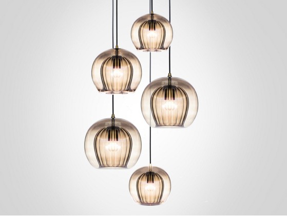 Подвесные светильники Marc Wood Studio PLEATED CRYSTAL CLUSTER 5 SMOKE