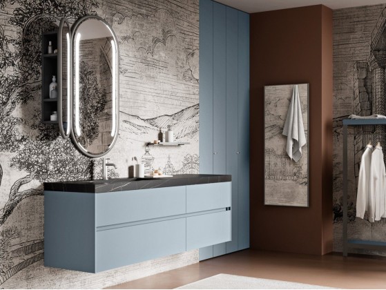 Тумба с интегрированной столешницей и раковиной Cerasa SEGNO