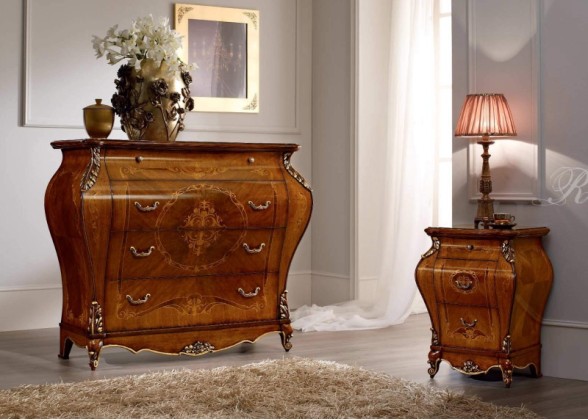 Комод цвета орех с инкрустацией Armadi