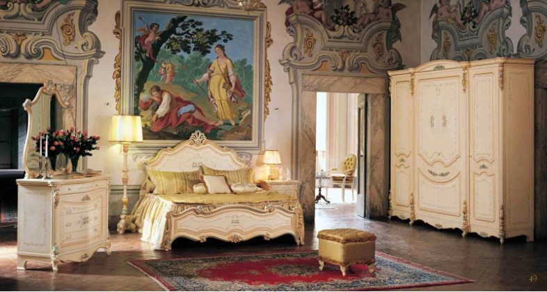 Гарнитур мебели для спальни бежевого цвета стиль классический Barocco